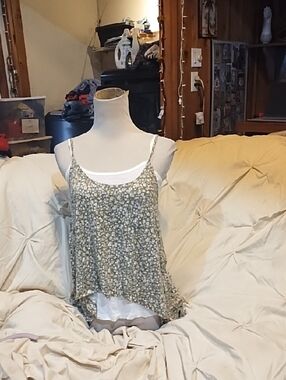 Splendid Olive Green Floral Spaghetti-Strap Cami